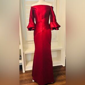 Off-Shoulder Red Satin Evening Gown or Mother Of The Bride Dress